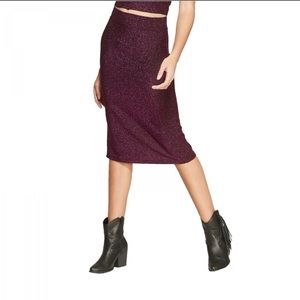 Dark Pink High Waisted Shiny Skirt